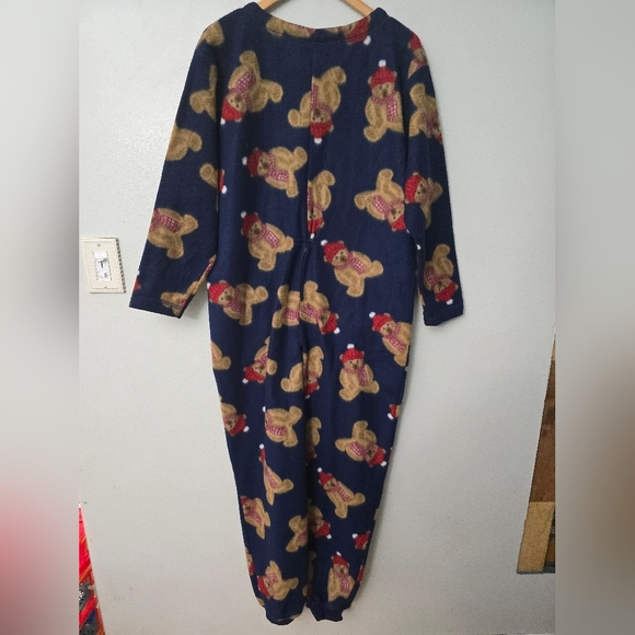 Fashion Bug Bear One Piece Fleece Jogger Pajamas Womens M Half Zip Oversized - Picture 8 of 11